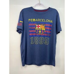 FC‎ Barcelona FCB Official Merchandise Crest Logo T-shirt Blue Futbol Soccer L